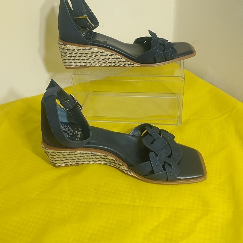 Vince Camuto Baylees Women's SZ 8.5W Leather Espadrille Sandal Blue. - Picture 2 of 10